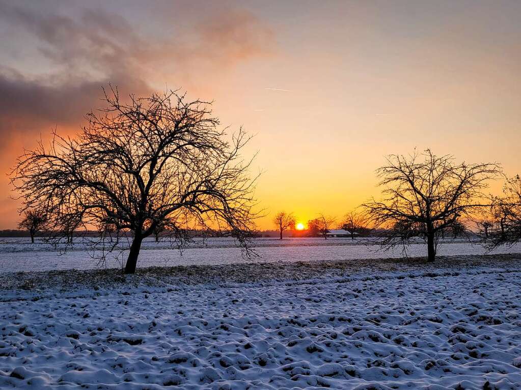 Marion Furtwngler-Fritz freute sich ber diesen schnen Sonnenuntergang. So knne man die klirrende Klte genieen, schreibt sie.