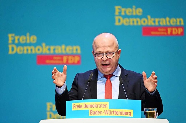 Fellbach: Michael Theurer, Landesvorsi...itag der FDP in der Schwabenlandhalle.  | Foto: Bernd Weibrod (dpa)