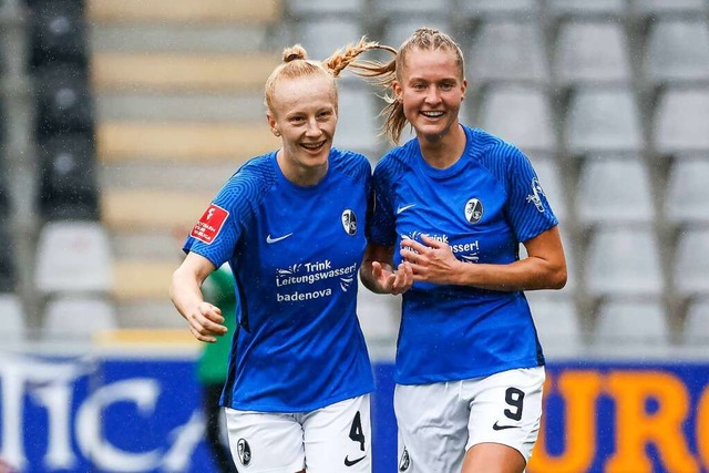 Meret Felde (links), hier zusammen mit Janina Minge  | Foto: IMAGO/BEAUTIFUL SPORTS/G. Hubbs