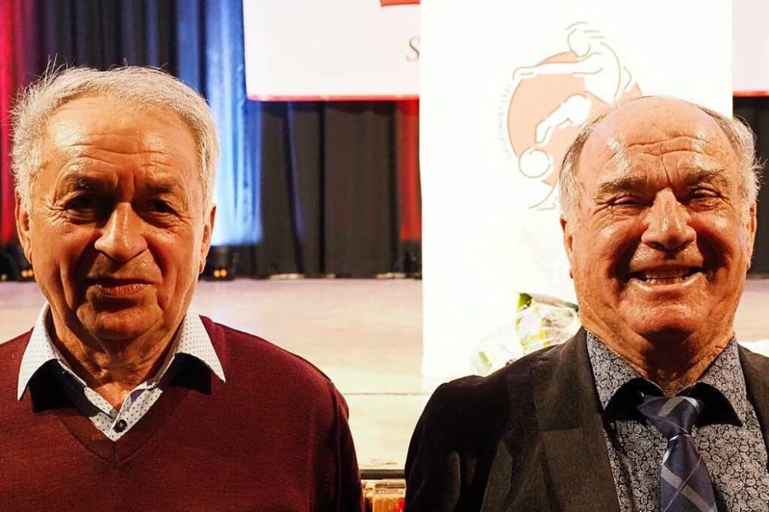 Die ersten Ehrenvorsitzenden des Verei...rnhard Frank (links) und Gnter Hensle  | Foto: Michael Haberer