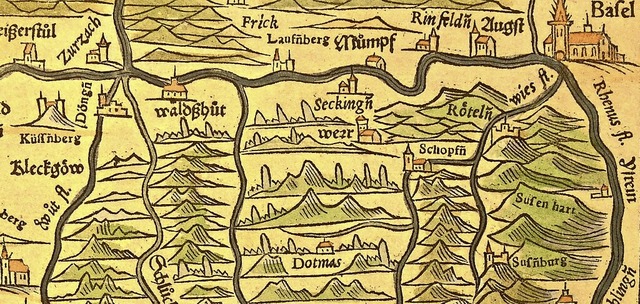 Ausschnitt aus der  Karte Nigra Sylva aus dem Jahr 1545 von Sebastian Mnster   | Foto: Richard Kaiser