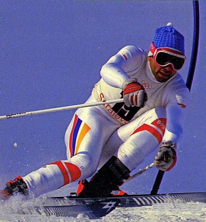Egon Hirt 1985 beim ersten Weltcup-Riesenslalom in Todtnau  | Foto: dpa