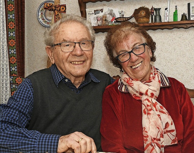 Walter und Frieda Eichhorn aus Heilige...ich vor 60 Jahren das Jawort gegeben.   | Foto: Bettina Schaller
