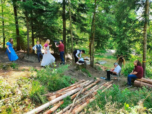 Dreharbeiten im Wald bei Bohlsbach  | Foto: Lukas Rosenkranz/Grimmelshausen-Gymnasium