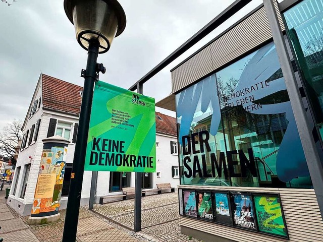 Groflchig wirbt die Stadt seit dieser Wochen mit Plakaten fr den Salmen.  | Foto: Helmut Seller