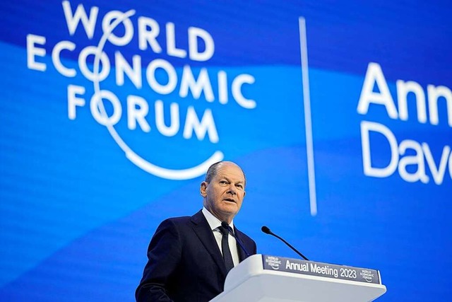 Auch Bundeskanzler Olaf Scholz nahm am...s Weltwirtschaftforums in Davos teil.   | Foto: Markus Schreiber (dpa)