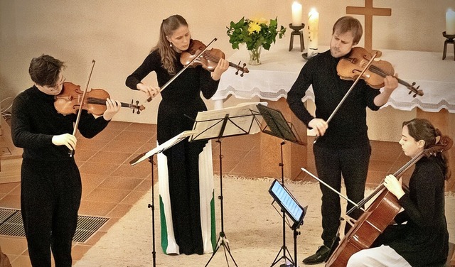 Das  Modulor-Quartett um den Schopfhei...h-romantischer Kammermusik und Tangos.  | Foto: Michael Hnler