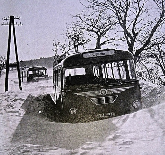 Vom Schneesturm gestoppt wurden diese ...63 wieder fr den Verkehr frei machen.  | Foto: Alb-Bote Archiv