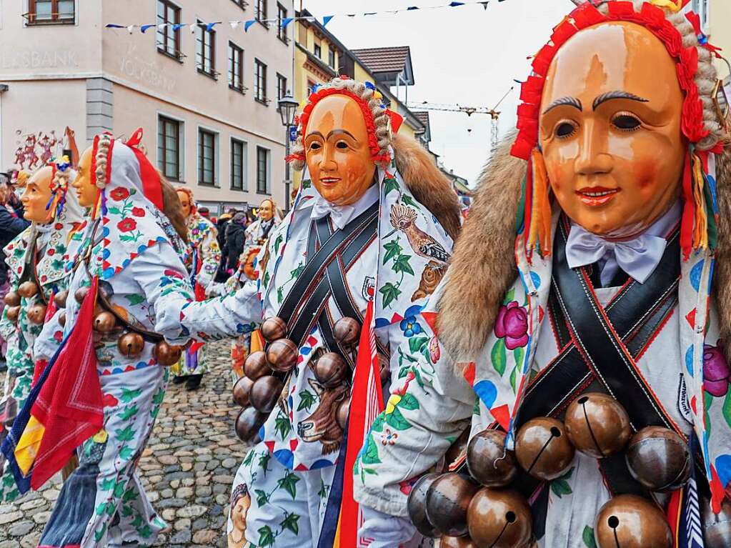 Einzug der Znfte am Samstagnachmittag in die Stadt: Fuchswadel der Narrenzunft Schmberg