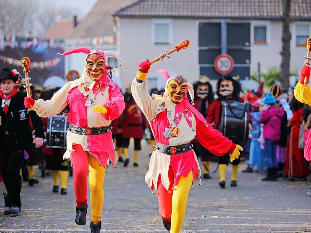 66 Narrenznfte und zahlreiche Besucherinnen und Besucher haben das 66-jhrige Bestehen der Kappeler Rhinschnooge gefeiert.