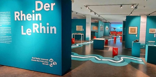 Durch  die berblicksausstellung im L...ndermuseum schlngelt sich der Rhein.  | Foto: Waltraut Hupfer/Dreilndermuseum