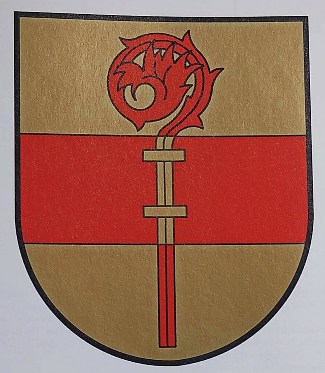 Das Wappen der Gemeinde mit rotem Balk... fr die Geroldsecker und Bischofsstab  | Foto: Theodor Weber