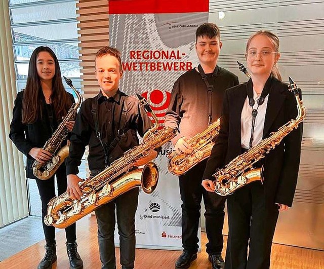 Das Saxophonquartett der Musikschule B...fr den Landeswettbewerb qualifiziert.  | Foto: Musikschule Baad Sckingen