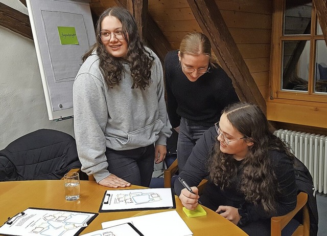 Die Drlinbacher Jugendlichen notieren...deen fr das anstehende Ortsjubilum.   | Foto: Beate Zehnle-Lehmann