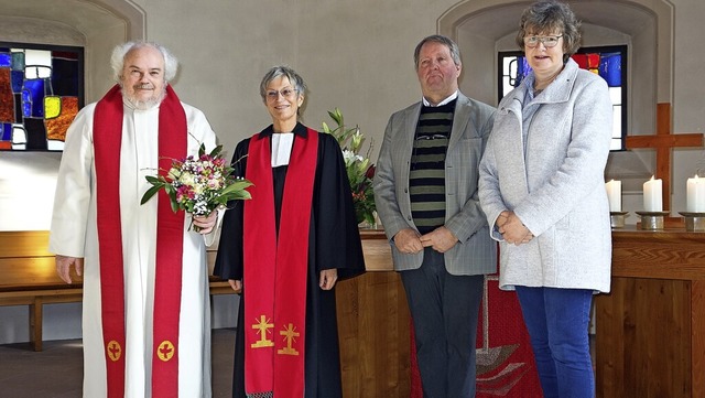 Feierlicher Abschied als Pfarrer im Kl... sowie Ralf Kropf und  Birgit Dreher.   | Foto: Gudrun Gehr