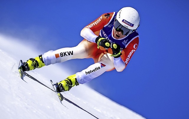Schne Bilder liefert der Skisport   &...sterin Jasimine Flury aus der Schweiz.  | Foto: Michael Kappeler (dpa)