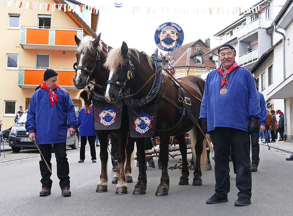 Der Stammen wird von vier Schwarzwlder-Pferden gezogen.