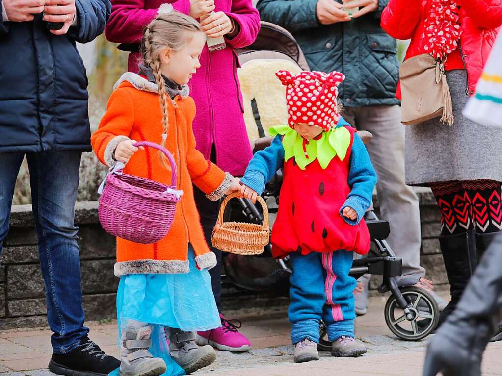 Nrrisch ging es am Sonntag beim Umzug der Narrenzunft Rmsser in Ringsheim zu. Die zahlreichen Gruppen und Zuschauer lieen sich kreative Kostme einfallen.