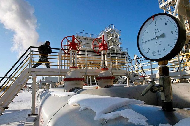 Europa nimmt kaum noch russisches Gas ...n l, und keine lprodukte wie Diesel.  | Foto: Yuri Kochetkov (dpa)