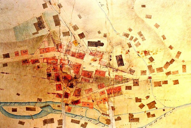 Auf diesem Plan von 1817/18 sieht man ...rnen Feld bezeichnet   das Klsterle.  | Foto: Archiv Roland Weis