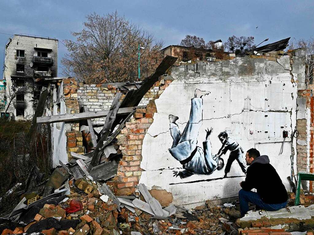 Banksy-Streetart taucht in der Ukraine auf