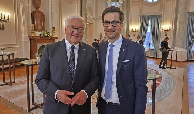 Bundesprsident Frank-Walter Steinmeie...tin Horn in Schloss Bellevue in Berlin  | Foto: Stadt Freiburg