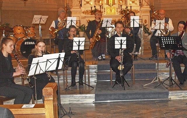 Die Blasmusiker begeisterten nach eine...greichen Probentag mit ihrem Konzert.   | Foto: Karin Stckl-Steinebrunner