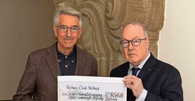 Hans-Helmuth Gander (rechts) und Hans Spada bei der Spendenbergabe.  | Foto: Ingo Schneider