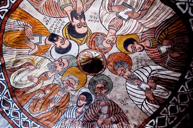 Fresken in einer der Hhlenkirchen 