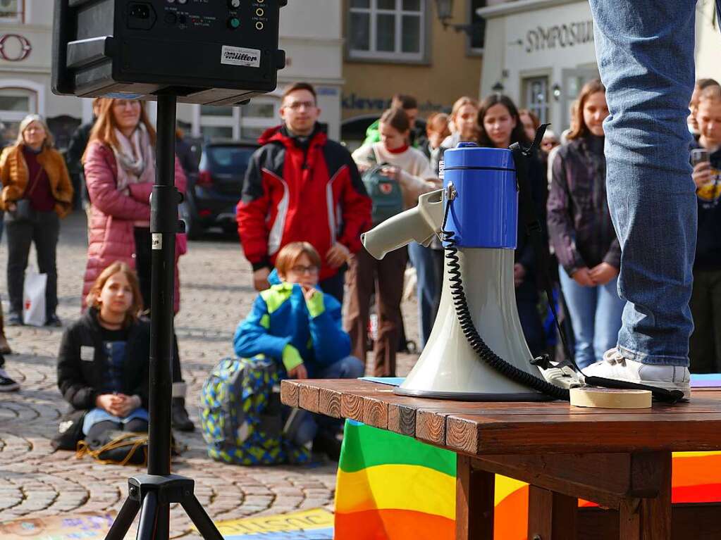 Mehr als 200 Menschen demonstrierten am Freitag fr den Klimaschutz in Bad Sckingen.