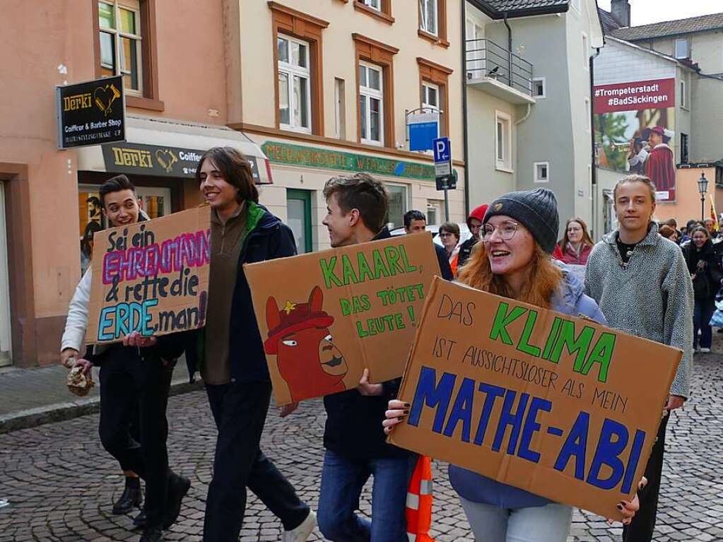 Mehr als 200 Menschen demonstrierten am Freitag fr den Klimaschutz in Bad Sckingen.