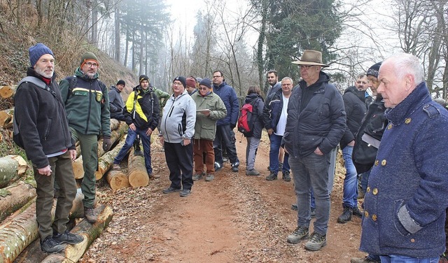 Brgermeister Jrgen Multner (von link...eten die Holzversteigerung.             | Foto: Ralph Lacher