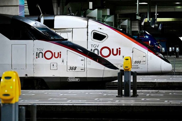 Im grenzberschreitenden Verkehr zwisc...Frankreich alle TGV- und ICE-Zge aus.  | Foto: STEPHANE DE SAKUTIN (AFP)