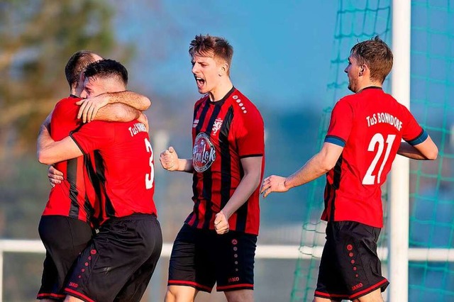 Bonndorfs Fuballer feiern jeden Treffer.  | Foto: Wolfgang Scheu