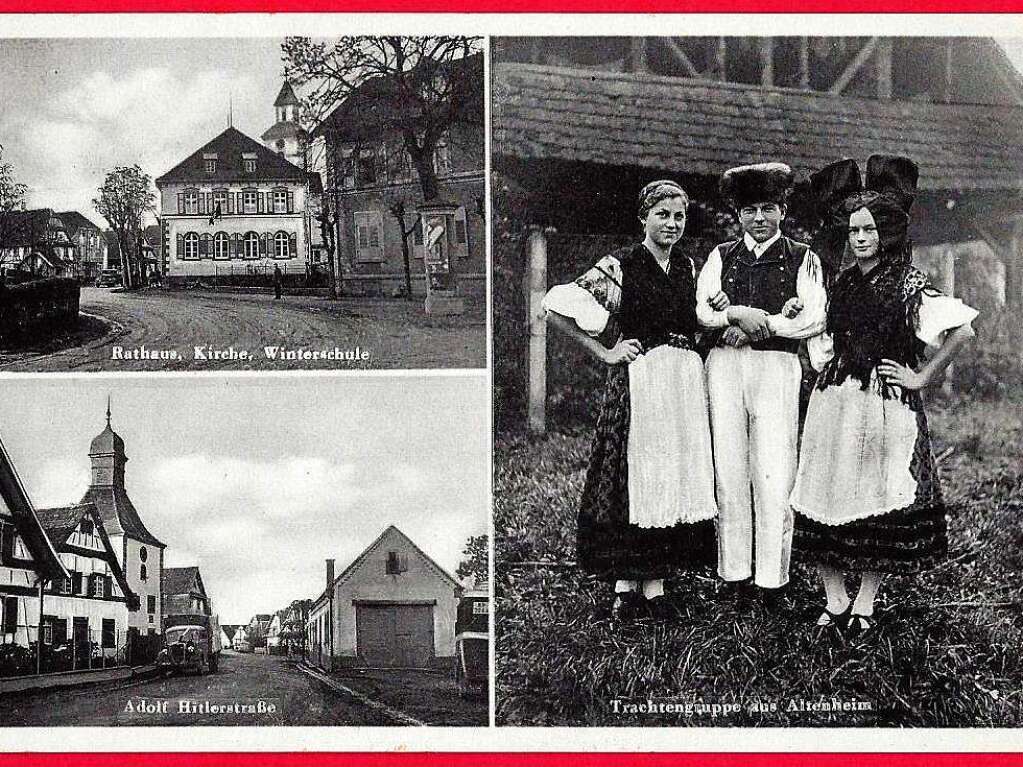 Rathaus, Trachtengruppe und Blick in die Adolf-Hitler-Strae (1941)