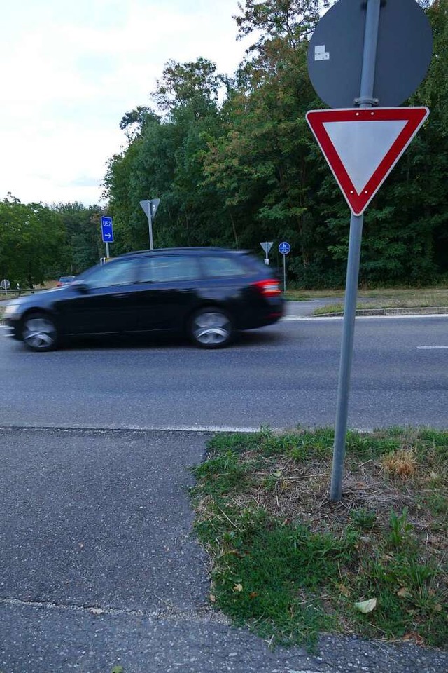 Auch ein Fall fr die Verkehrsschau: d...hrer an der L 137 bei Efringen-Kirchen  | Foto: Victoria Langelott