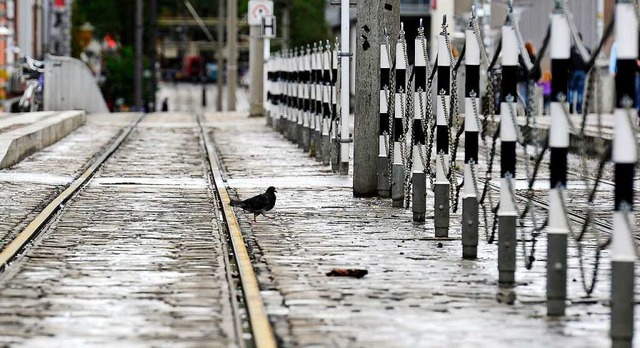 Allerorten wird am Montag mit ungenutz... Freiburger Stadtbahnbrcke gerechnet.  | Foto: Ingo Schneider