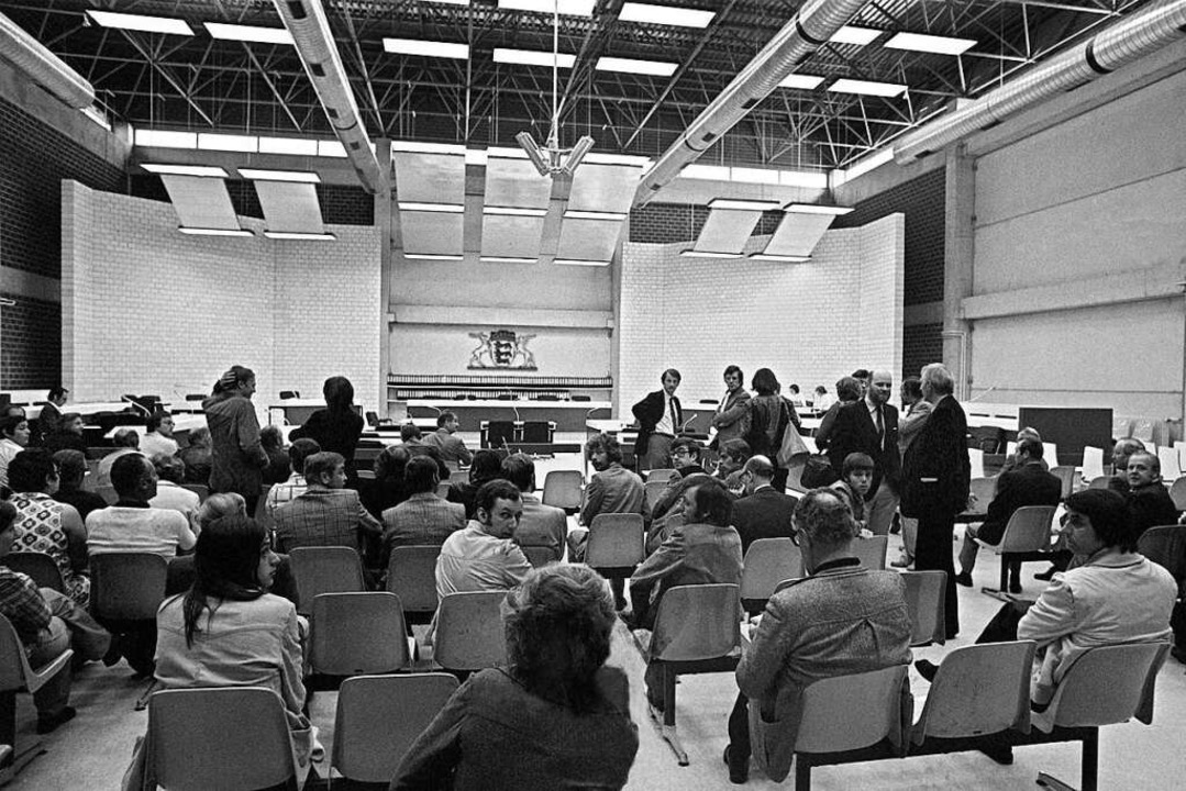 Der Gerichtssaal im Mai 1975 kurz vor Beginn des ersten RAF-Prozesses  | Foto: UPI