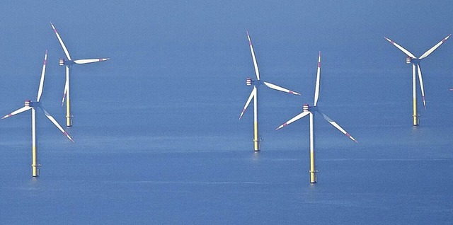 Ein Windpark mitten auf dem Meer in der Nordsee in Niedersachsen  | Foto: Sina Schuldt (dpa)