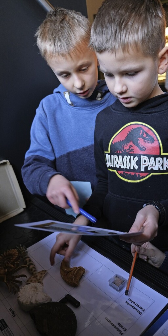 Bei einem Ratespiel durch das Museum sind die Kinder Dinoforscher.  | Foto: Nina Witwicki