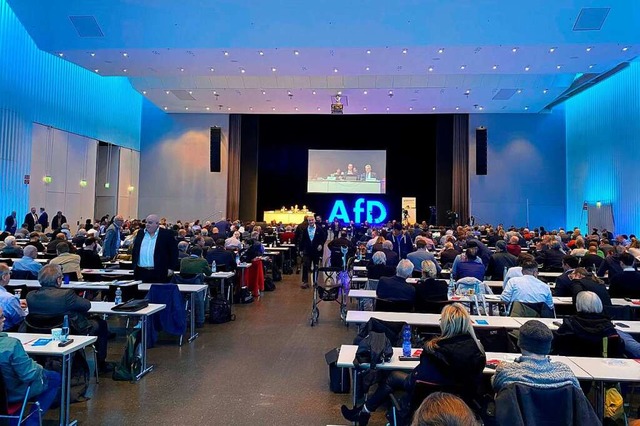 Stein des Anstoes der SPD: der AfD- L...rteitag am 4. und 5. Mrz in Offenburg  | Foto: Hermann Ecklinger
