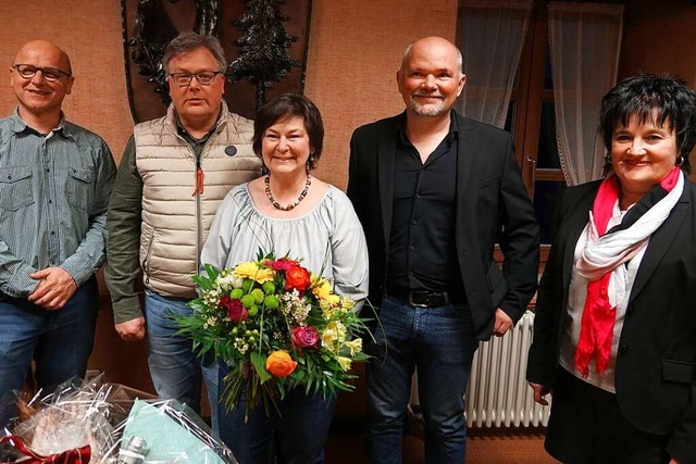 Der scheidende  Grwihler  Brgermeist...Eschbach und Claudia Huber (von links)  | Foto: Hans-Jrgen Sackmann