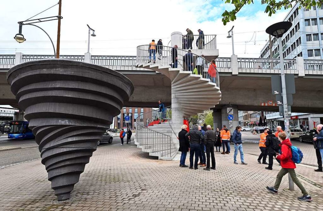 Die Treppe zur Stadtbahnbrücke ist saniert.  | Foto: Thomas Kunz