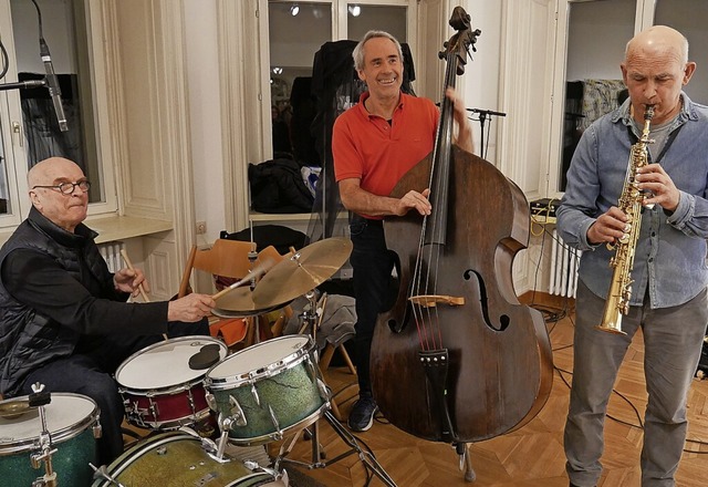 Roger Turner, Alexander Frangenheim und Michel Doneda (von links)  | Foto: Michael Gottstein