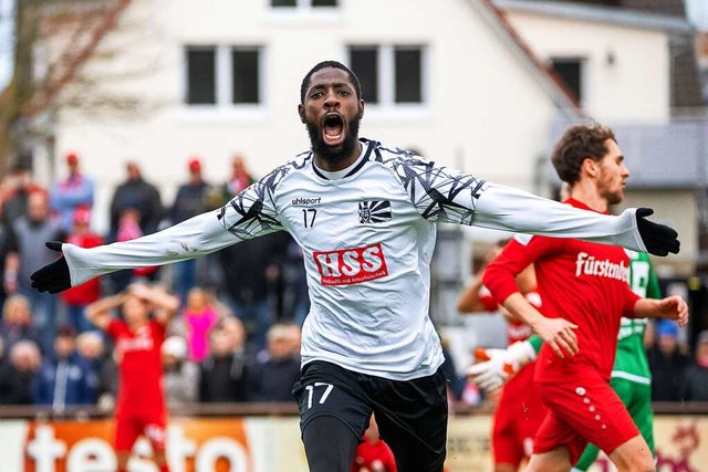 Ibrahima Diakit ist beim FC Villingen...i Treffer zum 3:2-Sieg der Nullachter.  | Foto: IMAGO/Eibner-Pressefoto/Thomas Hess
