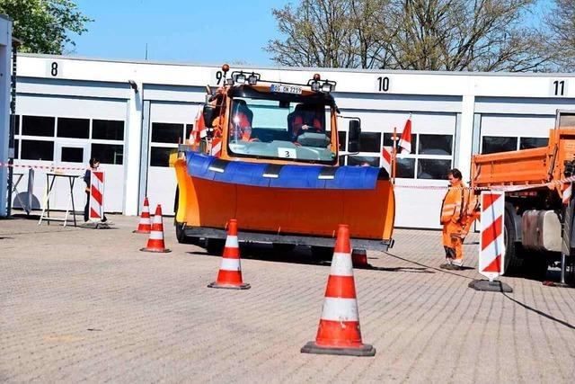 Przisionsarbeit mit dem Schneepflug beim Landesentscheid in Offenburg