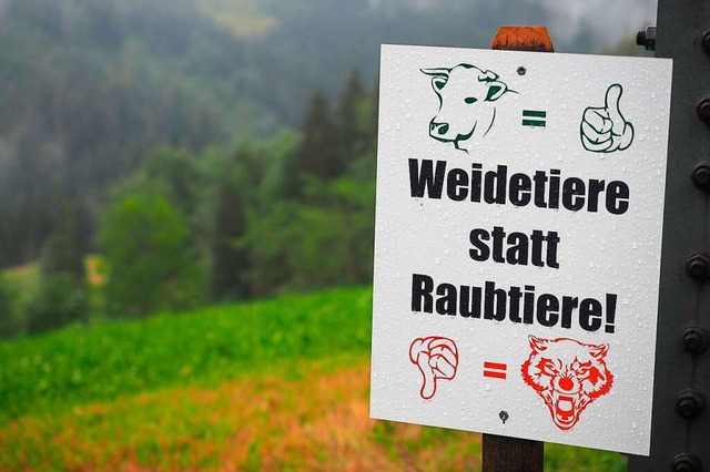Protest gegen die Rckkehr des Wolfs in den Hochschwarzwald  | Foto: Susanne Gilg