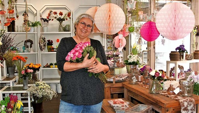 Die gelernte Floristin Manuela Gebert ...0; in der Kirchstrae in Lahr Ende Mai  | Foto: Wolfgang Beck