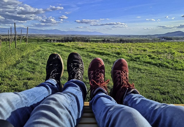 Bei der  Zieboldlinde oberhalb von Hec...n Kaiserstuhl und den Schwarzwald ein.  | Foto: Hans-Jrgen van Akkeren