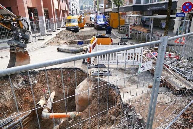 Die  Palmstrae ist  eine Grobaustell...r die Arbeiten kommen planmig voran.  | Foto: Sabine Ehrentreich